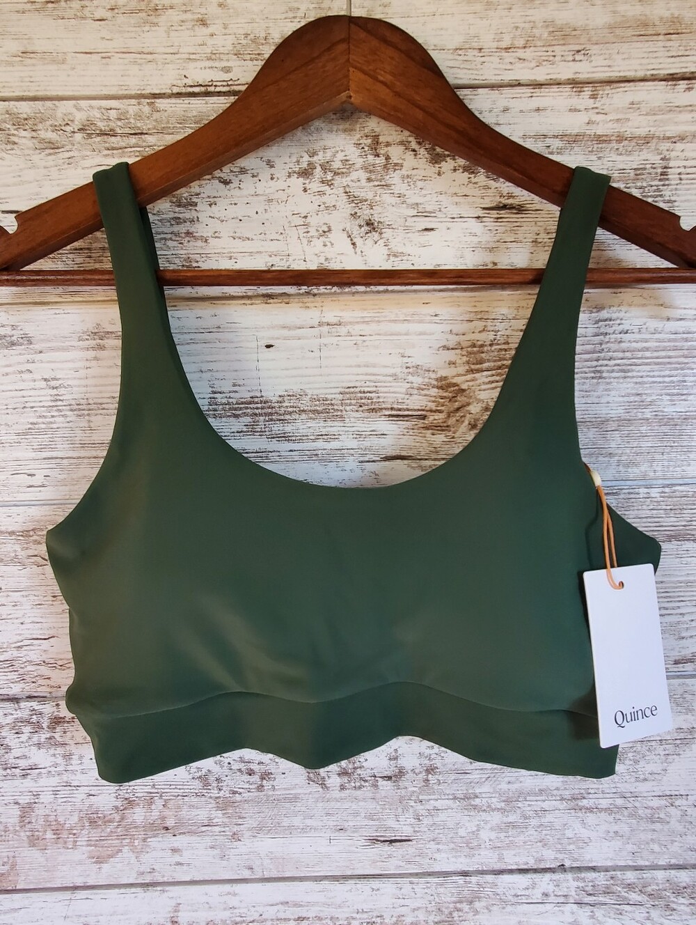 Quince Italian Tank Bikini Top in Palm Green